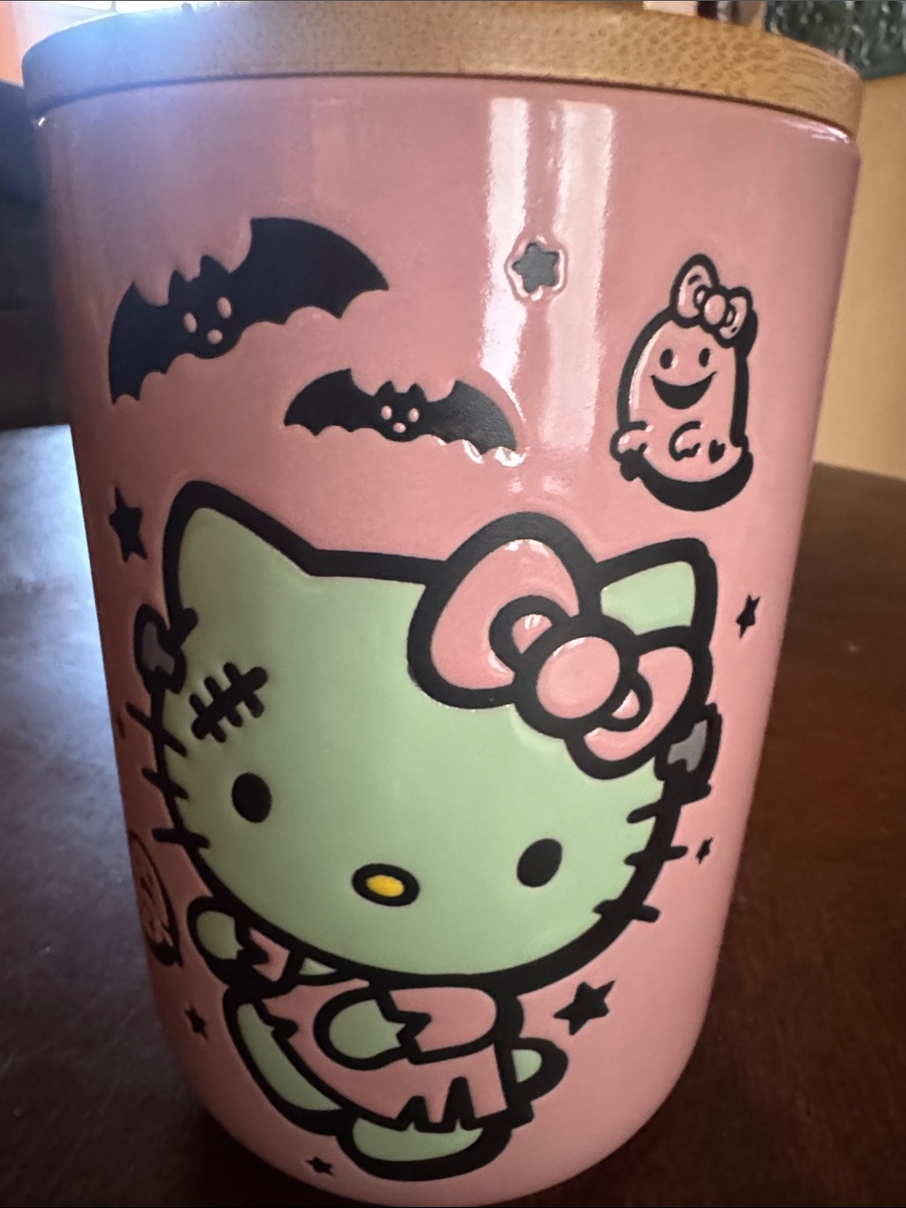 Hello Kitty Pink and Mint Green Ceramic Storage Jar